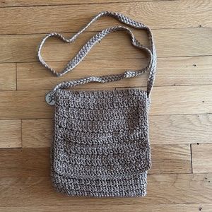 The Sak Shoulder Crossbody Bag Crochet Beige Knit Flap